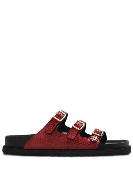 Pantofi cu toc Birkenstock Birkenstock Red And Black Leather Florida Snake Sandals RED SNAKE 1030011 Femei (BM 18978483) 1