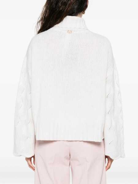Pulovere TWINSET Twinset White Pointelle Sweater WHITE Femei (BM 18979509) 4