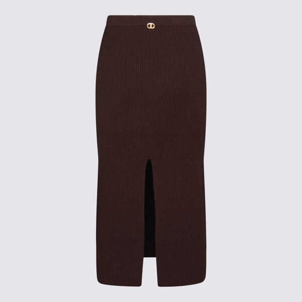 Fuste TWINSET Twinset Dark Brown Viscose Midi Skirt BLACK CHOCOLATE Femei (BM 18979533) 2