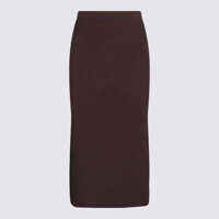 Fuste Twinset Dark Brown Viscose Midi Skirt Femei