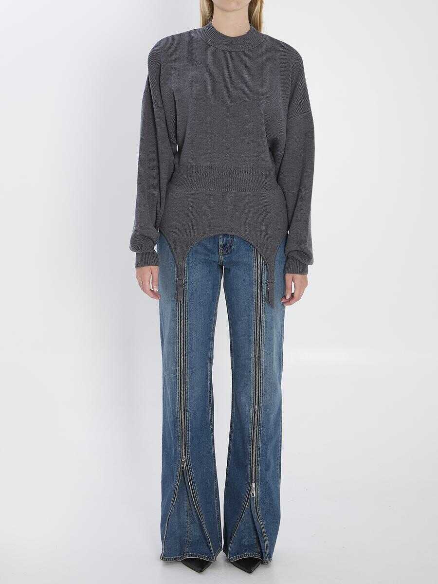 Pulovere Jean Paul Gaultier Pullover With Lingerie Garter GREY Femei (BM 18979725) 5