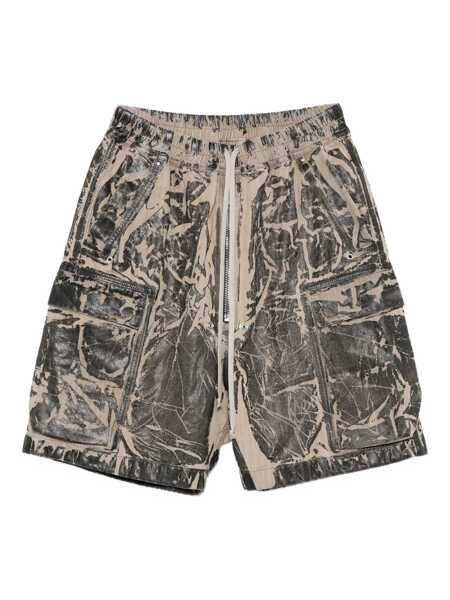 Pantaloni Rick Owens Rick Owens Drkshdw Black And Beige Cotton Shorts BLACK WASHED FOIL Barbati (BM 18983328) 1