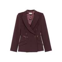 Sacouri Elisabetta Franchi Double-Breasted Crepe Blazer In Burgundy Femei