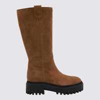 Bocanci Hogan Brown Leather Boots Femei