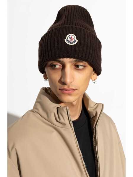 Sepci Moncler Moncler Logo Hat In Brown Virgin Wool And Cashmere BROWN Barbati (BM 18984315) 2