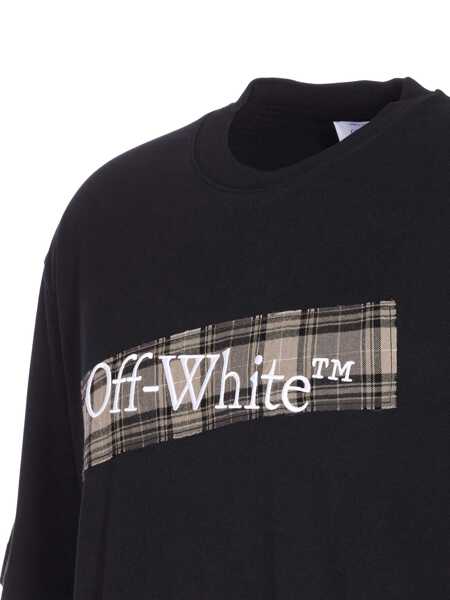 Tricouri Off-White Black Crewneck T-Shirt With Logo Lettering On The Front And Maxi Diagonal Motif On The Rear In Cotton Man Black Barbati (BM 18984990) 4