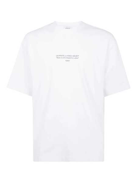 Tricouri Off-White White Crewneck T-Shirt With Logo Lettering On The Front In Cotton Man WHITE Barbati (BM 18984993) 1