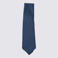 Cravate Zegna Blue And Whte Silk Tie Barbati