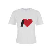 Tricouri White Crewneck T-Shirt With Print On The Front And Logo Lettering On The Rear In Cotton Woman Femei