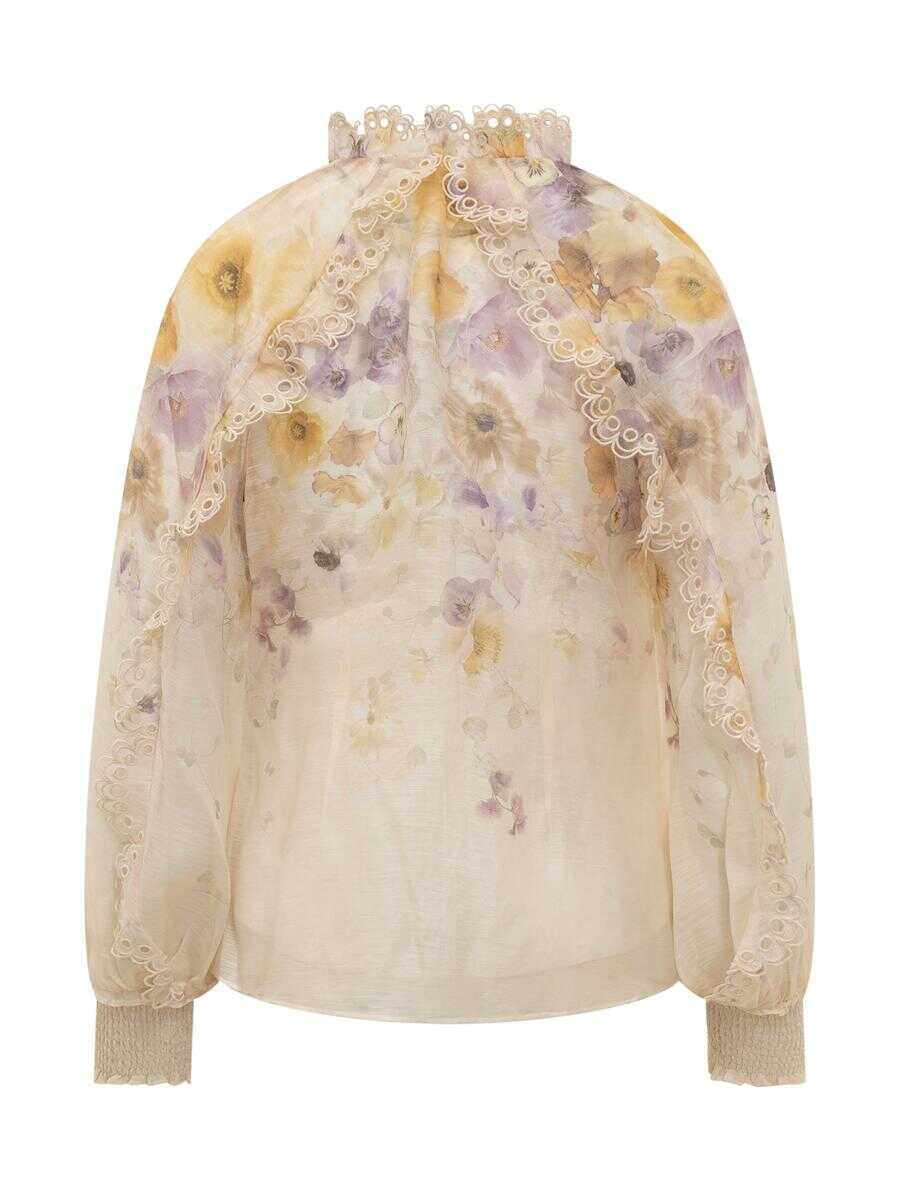 Bluze ZIMMERMANN Zimmermann Zimmermann Silk Blouse With Print Beige Femei (BM 18989793) 2