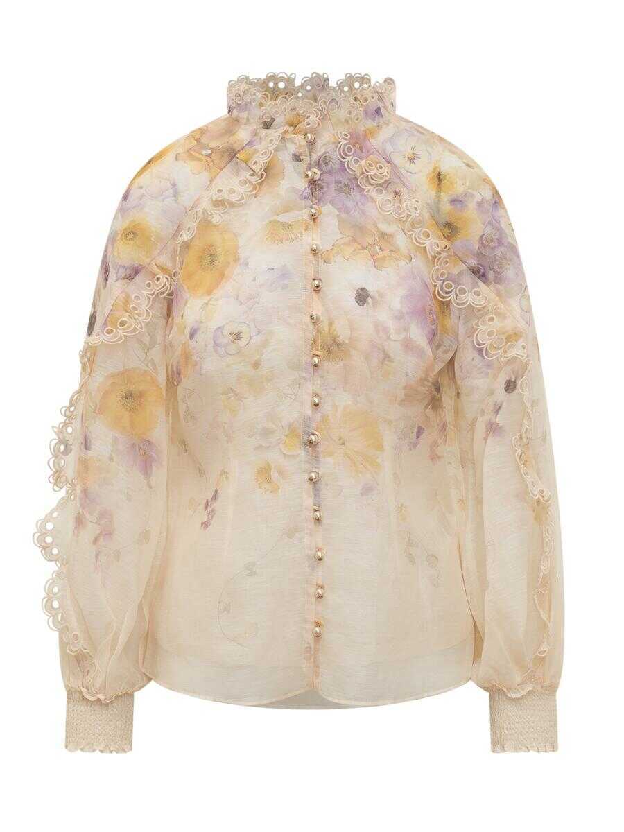 Bluze ZIMMERMANN Zimmermann Zimmermann Silk Blouse With Print Beige Femei (BM 18989793) 1