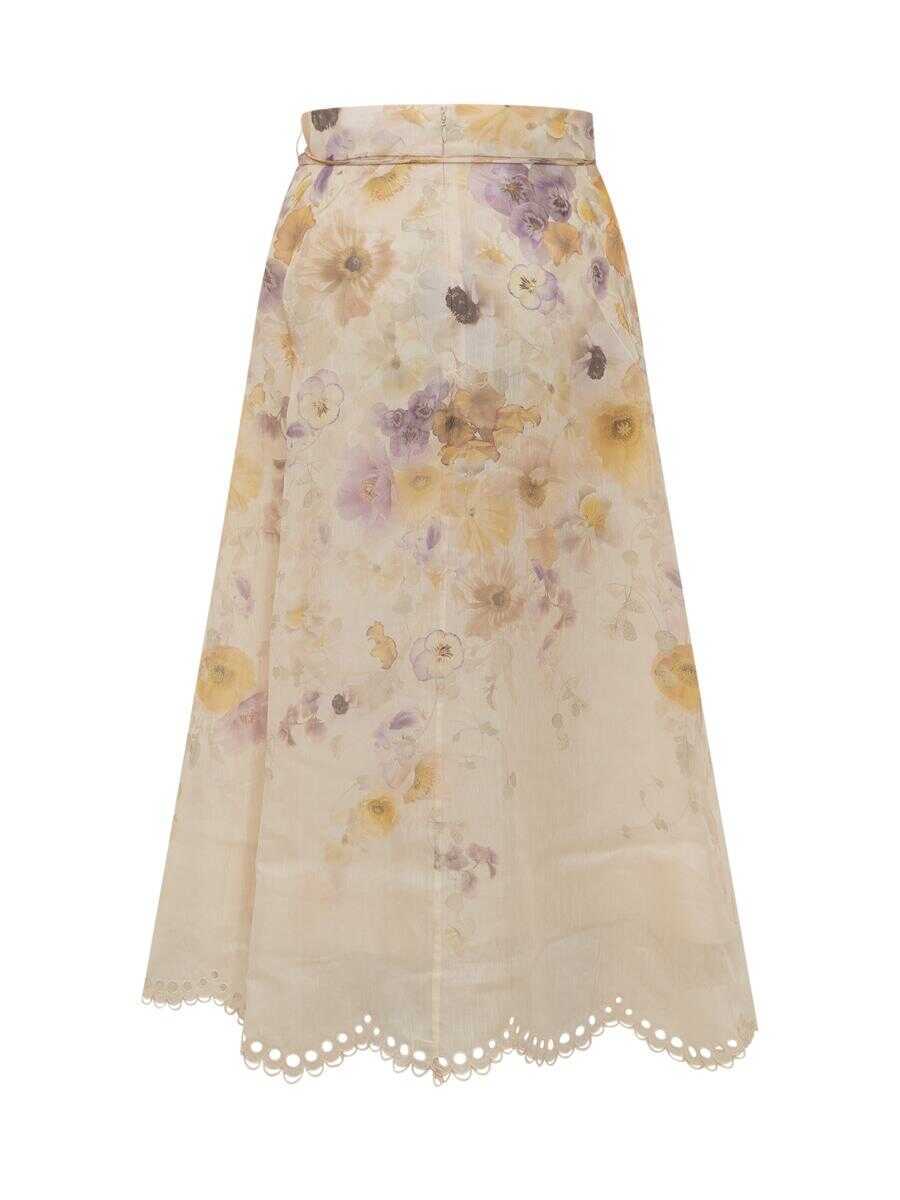 Fuste ZIMMERMANN Zimmermann Zimmermann Silk Skirt With Print Beige Femei (BM 18989796) 2