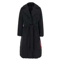 Paltoane 'Oklan' Black Coat With Wide Lapels And Waist Belt In Tech Fabric Man Femei