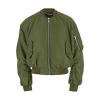 Bomber jacket Green Cropped Bomber Jacket With One Zip Pocket On The Sleeve In Tech Fabric Man Barbati