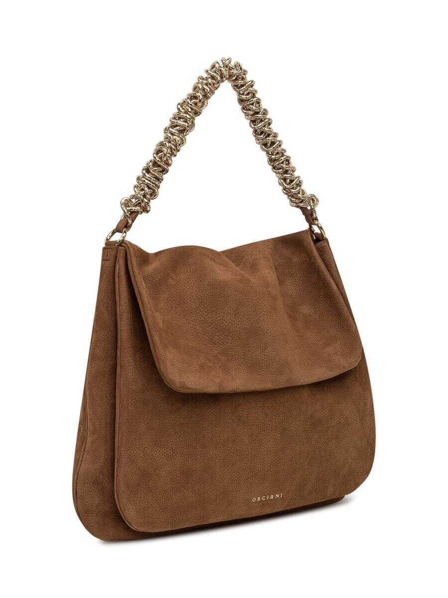 Genti de umar Orciani Orciani Orciani Brown Suede Shoulder Bag With Chain Handle BROWN Femei (BM 18990771) 3