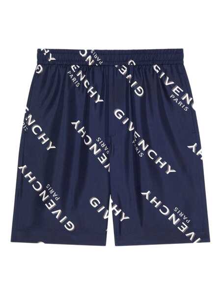 Pantaloni Givenchy Givenchy Givenchy Blue Silk Shorts With Logo BLUE Barbati (BM 18991116) 1