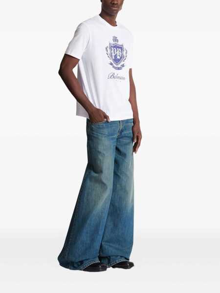 Topuri Balmain Balmain T-Shirts And Polos BLANC/BLEU Barbati (BM 18992121) 3