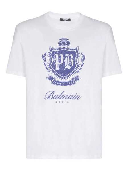 Topuri Balmain Balmain T-Shirts And Polos BLANC/BLEU Barbati (BM 18992121) 1