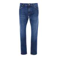 Blugi Blue Slim Jeans With Logo Patch On The Rear In Denim Man Barbati