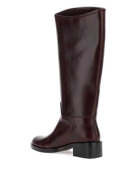 Bocanci Jeffrey Campbell Brown Knee High Boots With Block Heel In Leather Woman BROWN Femei (BM 18992700) 4
