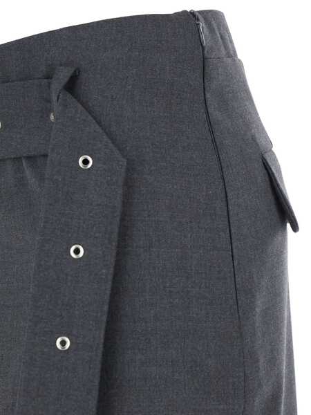 Fuste LOW CLASSIC Grey Skirt With Waist Belt In Fabric Woman GREY Femei (BM 18993090) 3