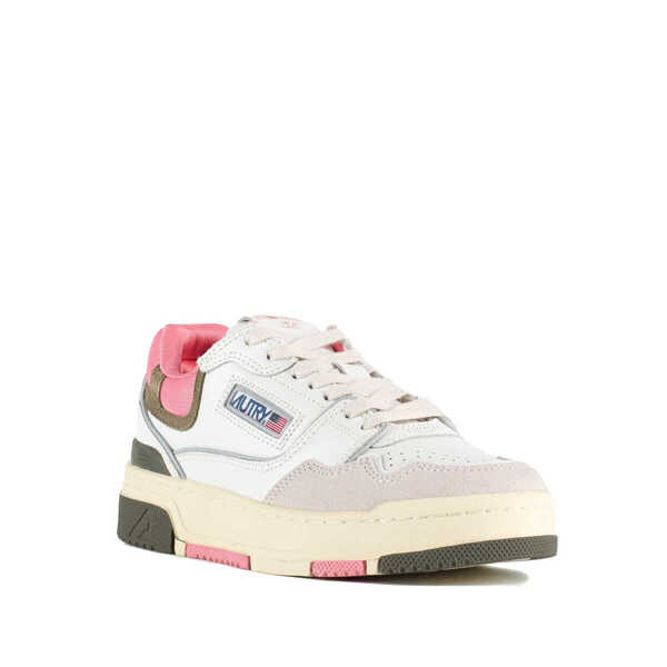 Sneakers AUTRY Autry Clc Low Sneakers In Leather And Suede Color White And Geranium WHITE, PINK, GREEN Femei (BM 18993702) 3
