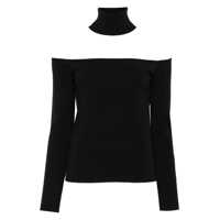 Tricouri Black Off-Shoulder Long-Sleeve T-Shirt With Cut-Out On The Front In Viscose Blend Woman Femei