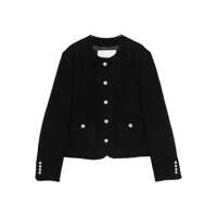Geci Black Jacket With Button Closure And Front Pockets In Tweed Woman Femei