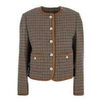 Geci Beige Jacket With Button Closure And Front Pockets In Tweed Woman Femei