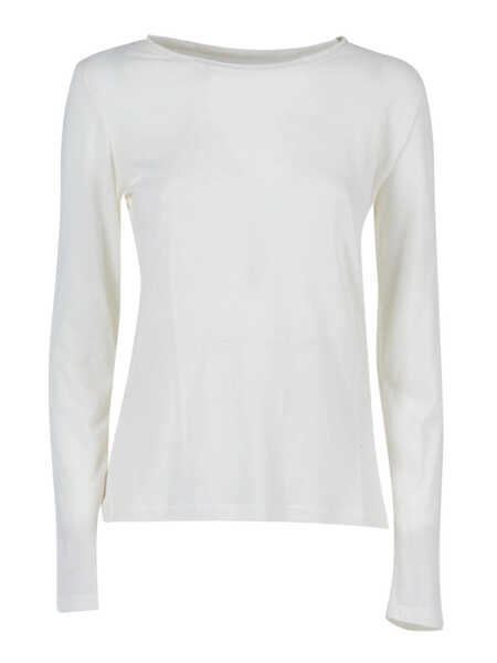 Tricouri Filatures Du Lion Long sleeve round neck T-shirt White Femei (BM 18994515) 1