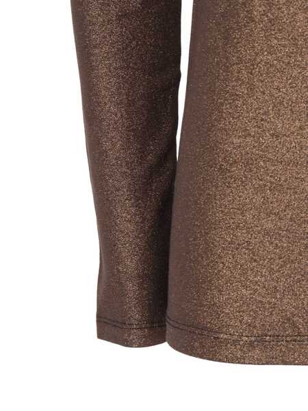 Tricouri Filatures Du Lion Long sleeve round neck T-shirt Brown Femei (BM 18994518) 3