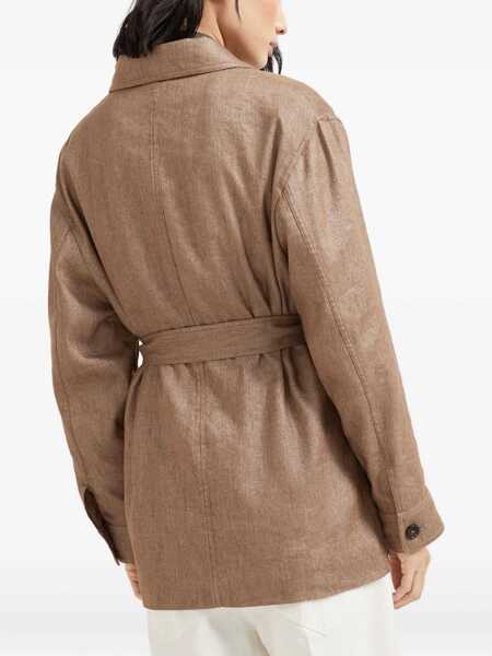 Jachete Brunello Cucinelli Safari Jacket in Sparkling Twill TABACCO Femei (BM 18994675) 4