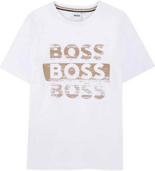 Tricouri Hugo Boss T-Shirt With Logo WHITE Baieti (BM 18996007) 3
