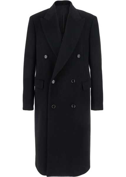 Paltoane Lardini Double-Breasted Coat In Virgin Wool BLACK Barbati (BM 18996307) 1