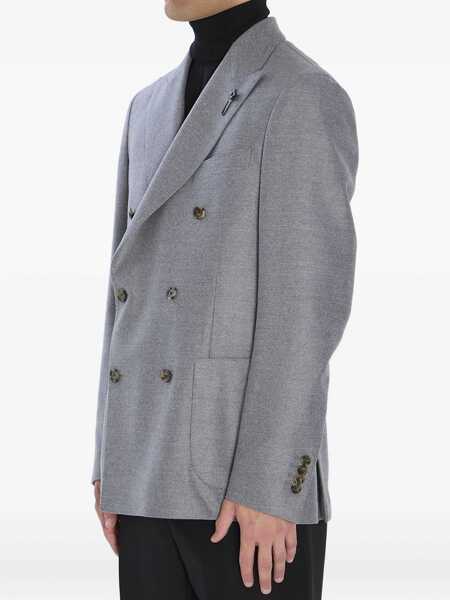 Sacouri Lardini Double-Breasted Jacket In Pure Virgin Wool GREY Barbati (BM 18996319) 2