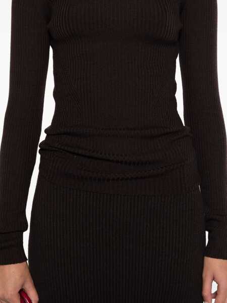 Pulovere TWINSET Twinset Black Ribbed Wool Turtleneck Sweater BROWN Femei (BM 18997200) 5