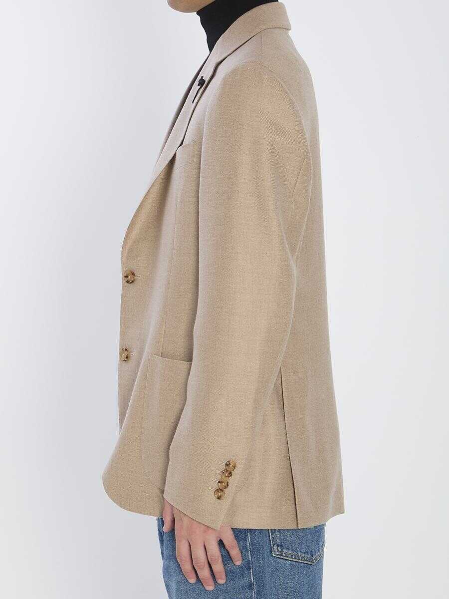 Geci Lardini Single-Breasted Cashmere Jacket Beige Barbati (BM 18997608) 3