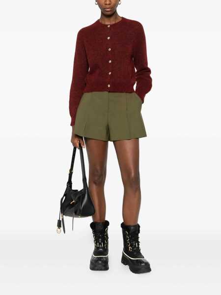 Pantaloni casual MSGM Msgm Logo Shorts In Olive Green Wool GREEN Femei (BM 18997644) 2