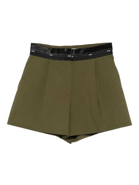 Pantaloni casual MSGM Msgm Logo Shorts In Olive Green Wool GREEN Femei (BM 18997644) 1