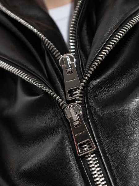 Bomber jacket Givenchy Givenchy Givenchy Black Leather Bomber Jacket Black Femei (BM 18999783) 5