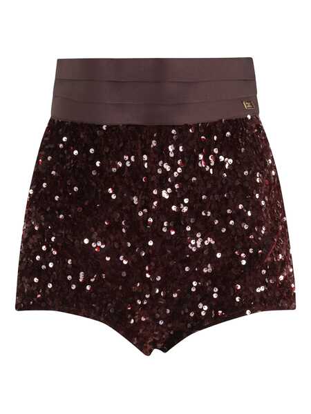 Pantaloni casual Elisabetta Franchi Elisabetta Franchi Sequin Shorts With Satin Waistband In Burgundy Red Femei (BM 19002942) 1