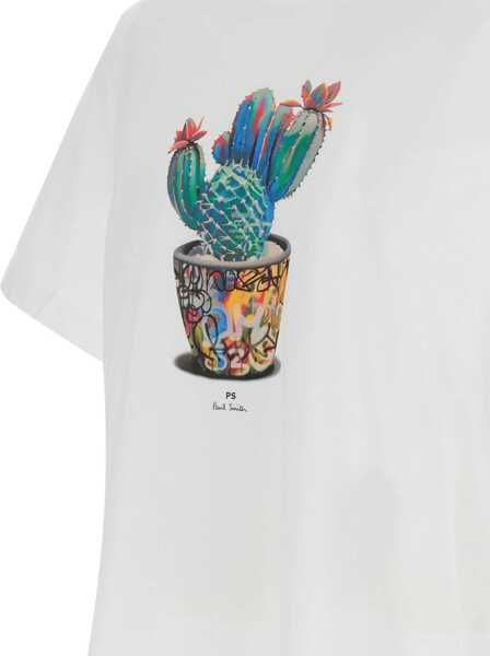 Tricouri Paul Smith Cactus Print T-Shirt WHITE Barbati (BM 19003996) 3