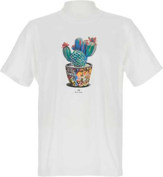 Tricouri Paul Smith Cactus Print T-Shirt WHITE Barbati (BM 19003996) 1