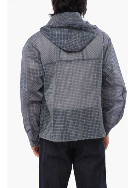 Jachete Dior Parley Checked Nylon Windbreaker Jacket With Hood Blue Barbati (BM 19007317) 2