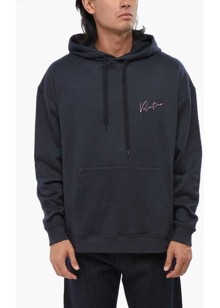 Bluze de trening Valentino Garavani Brushed Cotton Blend Hoodie With Embroidered Logo Blue Barbati (BM 19007320) 1