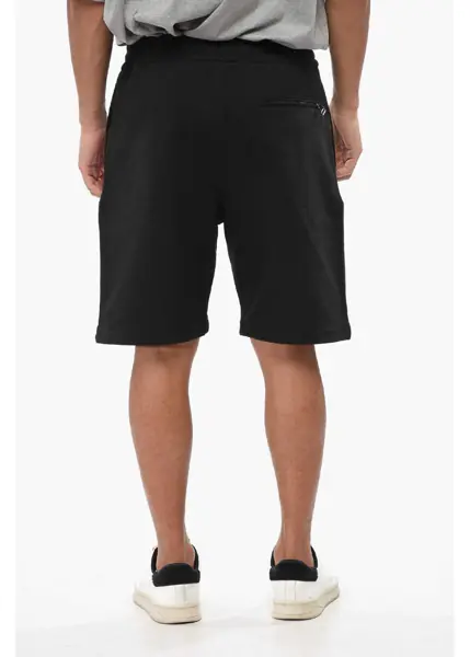 Pantaloni scurti Alexander McQueen Brushed Cotton Shorts With Contrasting Logo Black Barbati (BM 19007518) 2