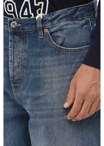 Blugi drepti Valentino Garavani Mom Fit Jeans With Leather Logo Patch 22Cm Blue Barbati (BM 19007536) 3