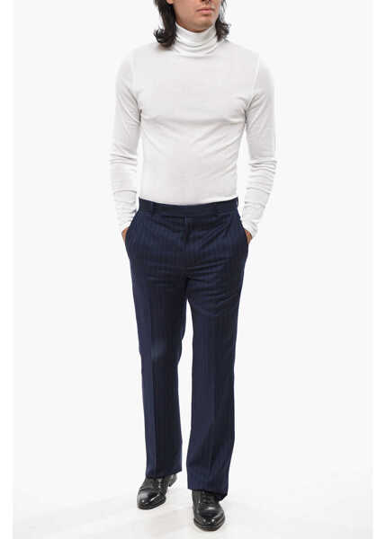 Pantaloni eleganti Givenchy Pinstriped Wool Pants Blue Barbati (BM 19007581) 4