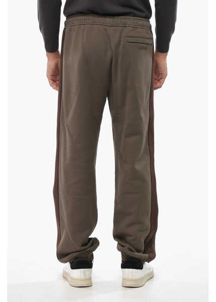Pantaloni de trening Lanvin Fleeced Cotton Joggers With Chevron Motif Side Band Brown Barbati (BM 19007851) 2