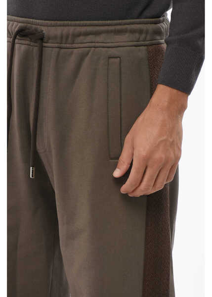 Pantaloni de trening Lanvin Fleeced Cotton Joggers With Chevron Motif Side Band Brown Barbati (BM 19007851) 3